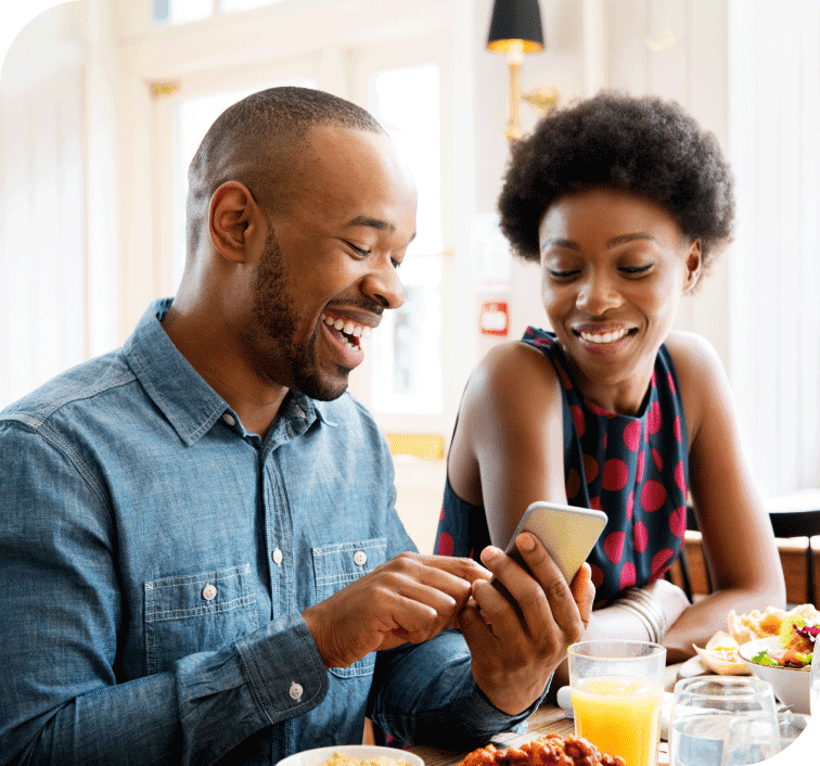 couple looking at phone